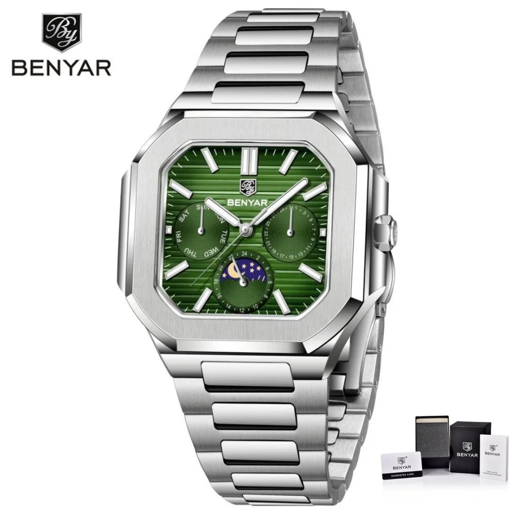 Benyar Modelo Cuadrado  Fecha-Luna 37mm