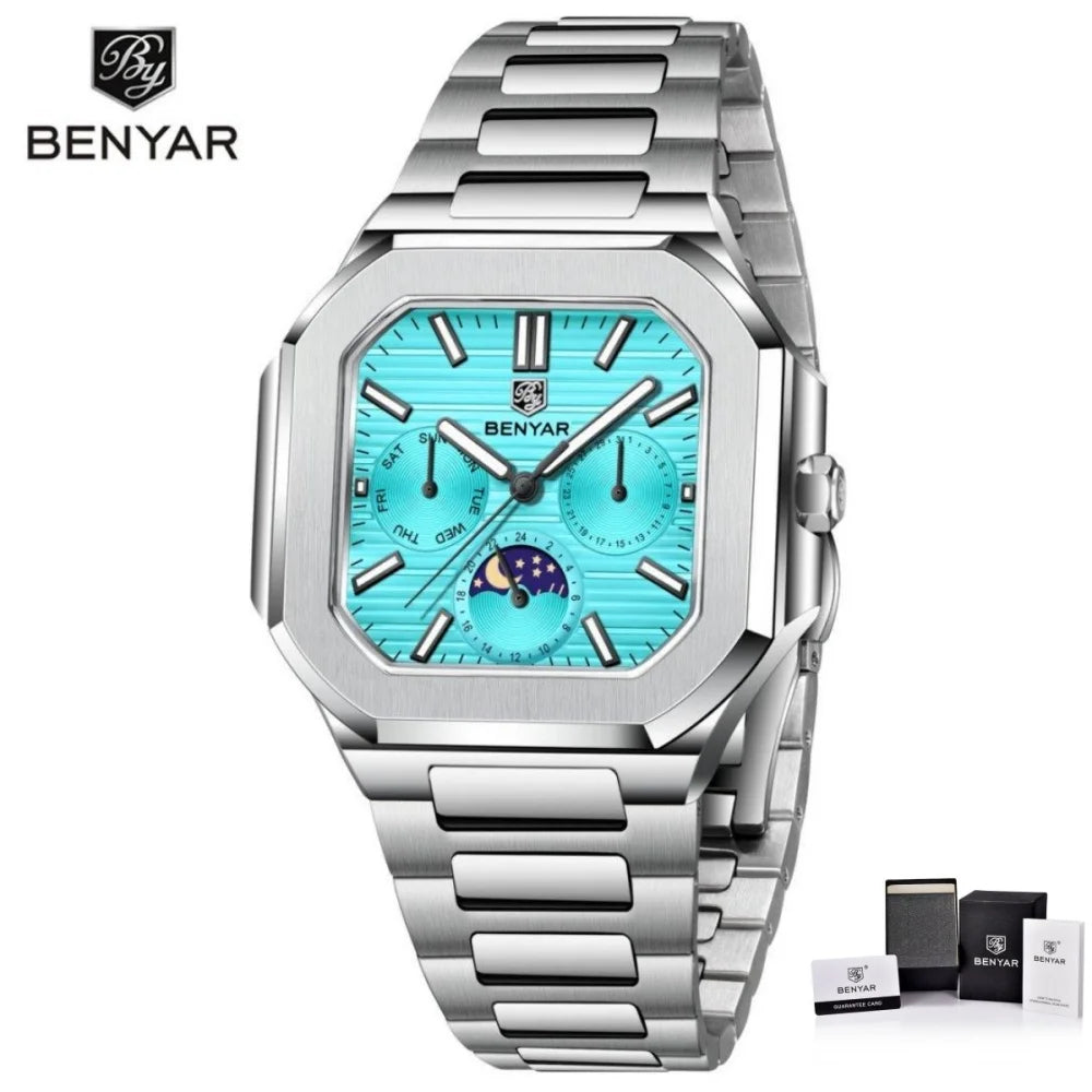 Benyar Modelo Cuadrado  Fecha-Luna 37mm