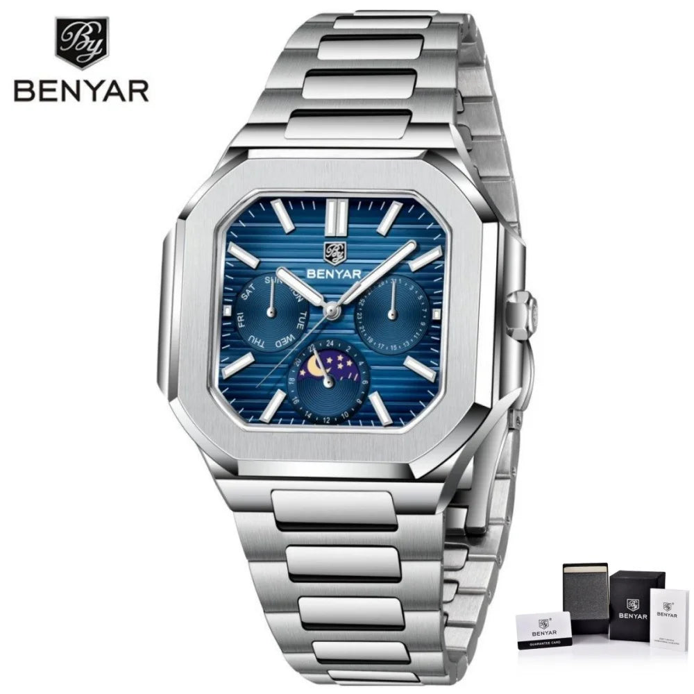 Benyar Modelo Cuadrado  Fecha-Luna 37mm