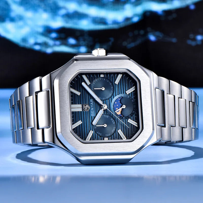 Benyar Modelo Cuadrado  Fecha-Luna 37mm